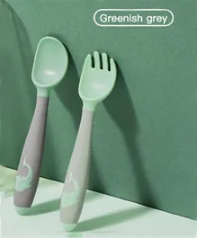 Amchi Baby - Baby Flexible Fork & Spoon Set - Green