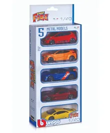 بوراغو - مجموعات سيارات مصبوبة موديلينو أوتو ستريت فاير بمقياس تناسبي 1:43 متعدد الألوان  - عبوة متنوعة من 5 قطع