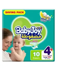 BabyJoy Compressed Diaper, Size 4+ Large+, Saving Pack, 12 - 21 kg, Count 10