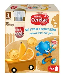 Nestle Cerelac - Fruits Puree Pouch - Banana, Orange and Biscuit - Value Pack 4 X 90 G