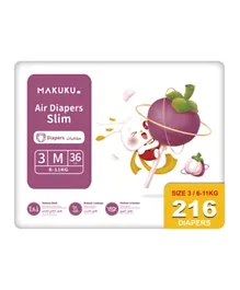 MAKUKU Air Diapers Slim Mega Box Size 3 - 216 Pieces