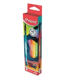 Maped Black Peps Energy HB Pencil   Eraser - Pack of 12