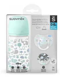 Suavinex - Bottle 270ml w/ Soother & Clip Memory Set - Blue