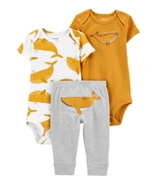 Carter's 3-Piece Whale Little Character Set-Yellow/Heather