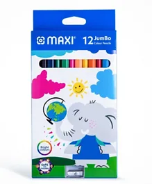 Maxi Jumbo Colored Pencil with Sharpener - 12 Pieces