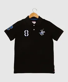 Beverly Hills Polo Club Logo Embroidered Polo T-Shirt - Black