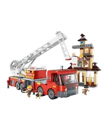 كيومان -  مجموعة ألعاب كتل البناء بنمط شاحنة الإطفاء
