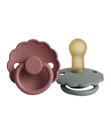 FRIGG Daisy Latex Baby Pacifier 2-Pack Woodchuck/French Grey - Size 2