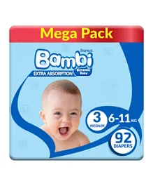 Sanita Bambi Baby Diapers Mega Pack Medium Size 3 - 92 Pieces