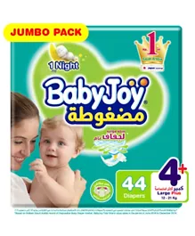 BabyJoy Compressed Diamond Pad Jumbo Pack Diapers Large Plus Size 4+ - 44 Pieces