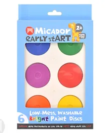 Micador Mess Free Washable Bright Paint Discs Pack of 6 - Multi Color