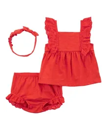 Carter's 3-Piece Bubble Shorts/Co-ord Set - Red