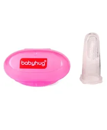 Babyhug Silicone Finger Brush With Case - Pink