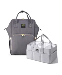 Sunveno Diaper Bag with USB and Diaper Caddy - Grey