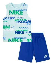 Nike Sportswear All Over Printed Tank T-shirt & Shorts Set - Blue