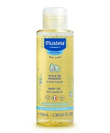 Mustela Baby Massage Oil 100mL - Moisturizing & Soothing for Newborns and Up, Non-Sticky, 99% Natural Origin, Tear-Free Formula