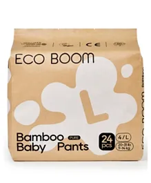 Eco Boom - Diapers Baby Bamboo Viscose Diapers Eco-Friendly Natural Soft Disposable Nappies For Infants - Size 4 L - Suitable For 9-14 Kg - 24 Count