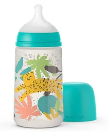Suavinex - Wide-Neck Feeding Bottle with Physiological Teat (270 ml) - Jungle Green