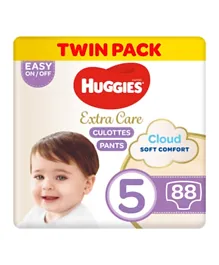 Huggies - Extra Care Culottes, Pants Style Diapers Size 5 (12 - 17 Kg), Jumbo Pack Of (44 X 2) 88 Premium Baby Diaper Pants