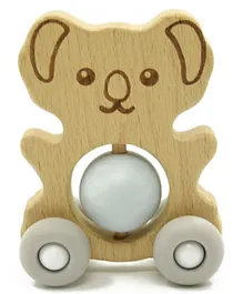 Luqu Silicone + Wood Teether - Wheelie Toy