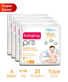 Babyhug Pro Bubble Care Premium Tape Style Diapers Size 4 - 92 Pieces