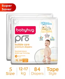 Babyhug Pro Bubble Care Premium Tape Style Diapers Size 5 - 168 Pieces