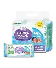 Himalaya - Nature Touch Water Baby Wipes - Pack of 4, 208 Wipes