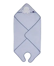كليفاماما - منشفة استحمام للأطفال بتصميم مريلة من الخيزران  - لون أزرق