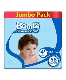 Sanita Bambi  Baby Diapers Jumbo Pack Large Size 4+ - 58 Pieces