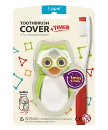 Flipper Hygienic Toothbrush Holder with 1-minute Timer - Owl Green