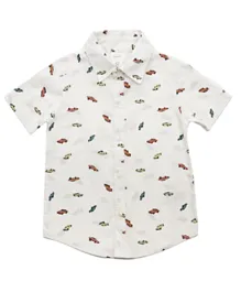 فاين لوك - قميص قطن مطبوع للأولاد - ابيض