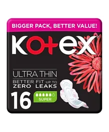 Kotex Ultra Thin Pads Super with Wings Twin Pack Sanitary Pads - 16 Pieces