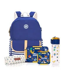 Eazy Kids - School Bag Combo Set of 5 Dinosaur - Blue