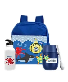 Essmak Under the Sea Personalized Thermos Set Blue - 11 Inches
