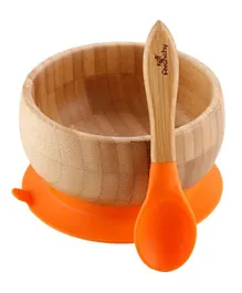 Avanchy Bamboo Suction Bowl & Spoon - Orange