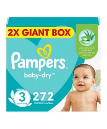 Pampers Baby-Dry Taped Diapers with Aloe Vera Lotion Giant Box Size 3 - 272 Pieces