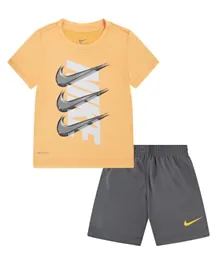 Nike Dri-FIT Dropset T-shirt & Shorts Set - Orange & Grey