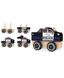 جآدور - شاحنة شرطة خشبية قابلة للتكديس - متعددة الألوان