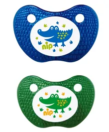 نيب - مجموعة لهايات من السيليكون فيل مكونة من قطعتين - أزرق وأخضر