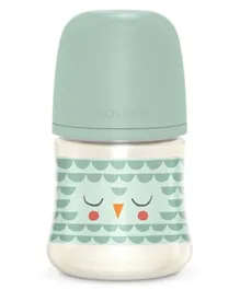 Suavinex - Wide-Neck Feeding Bottle with Physiological Silicone Teat (150ml) - Feather Green