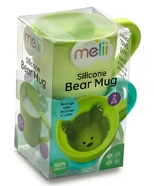 Melii Silicone Mug Bear Blue & Lime - 2 pack