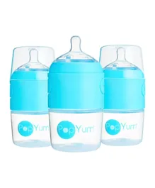 PopYum 5 oz Blue Anti-Colic Formula Making / Mixing / Dispenser Baby Bottles, 3-Pack