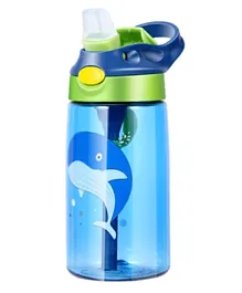 زجاجة ماء للأطفال مع ماصة الحوت الأزرق من بونجور - 400 مل