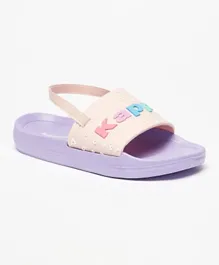 Kappa Girls' Embossed Slip-On Slide Slippers-LILAC
