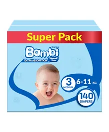 Sanita Bambi   Baby Diapers Super Pack Medium Size 3 - 140 Pieces