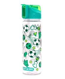 Eazy Kids Tritan Water Bottle w/ 2in1 drinking, Flip lid and Sipper, Soccer - Green, 650ml.
