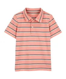 Carter's - Striped Jersey Polo T-Shirt - Pink