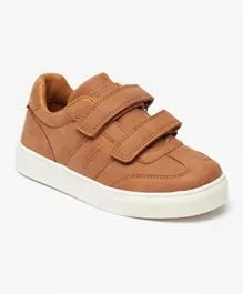 Mister Duchini Textured Sneakers with Hook and Loop Closure - Tan
