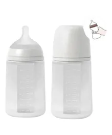 Suavinex - Silicone Feeding Bottle with Physiological Teat (240 ml) - Transparent