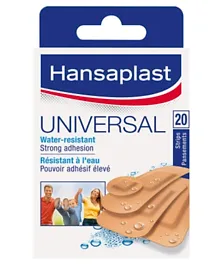 Hansaplast Universal Plasters, Water Resistant & Strong Adhesion - Pack of 20 Strips